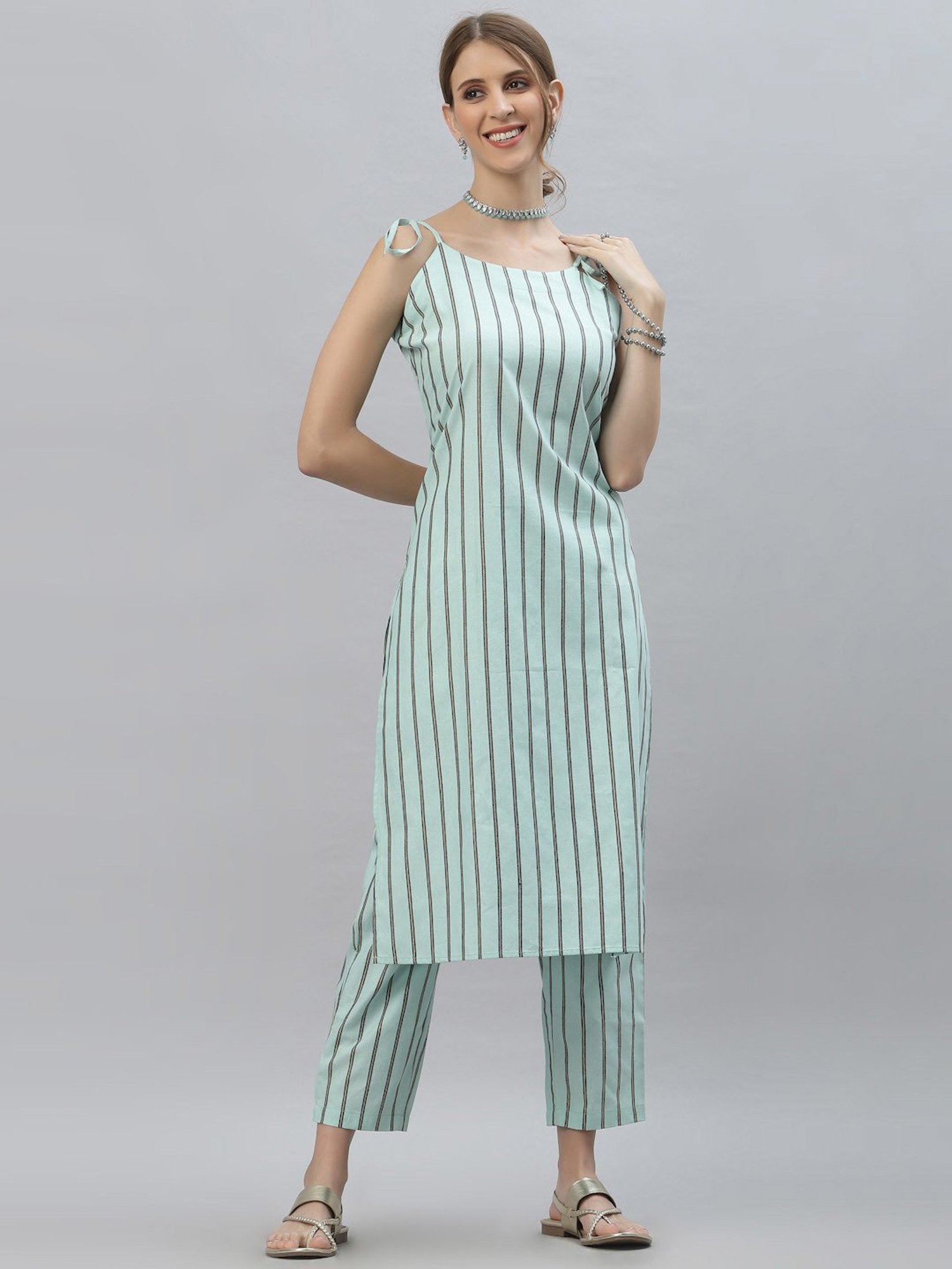 Stylum Blue Striped Kurta Pant Set
