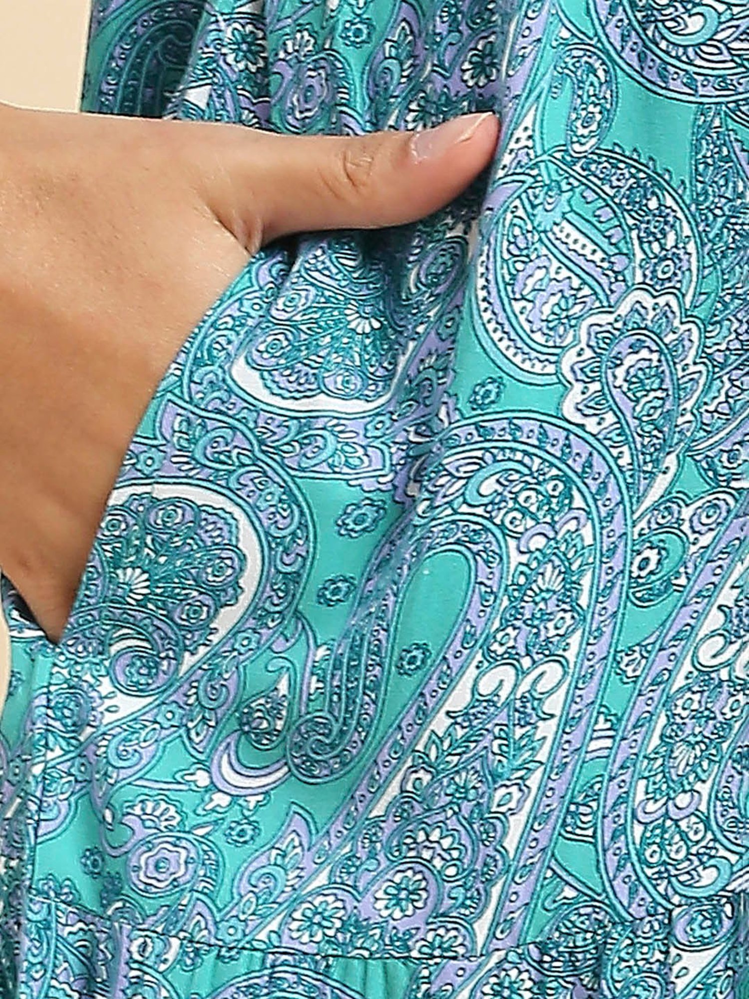 MomToBe Green Rayon Printed Maternity Midi Dress