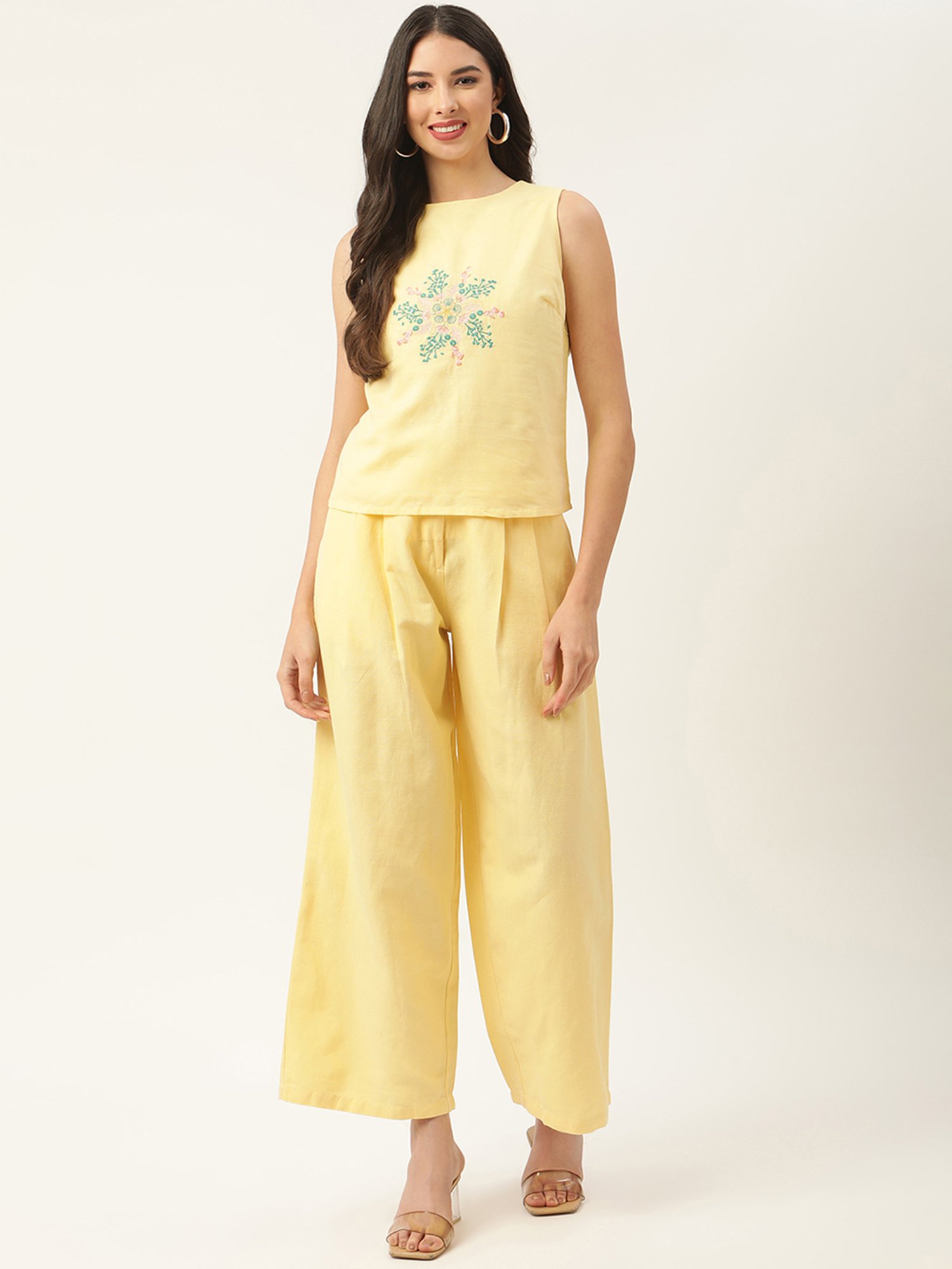 Rooted Yellow Drawstring Palazzos