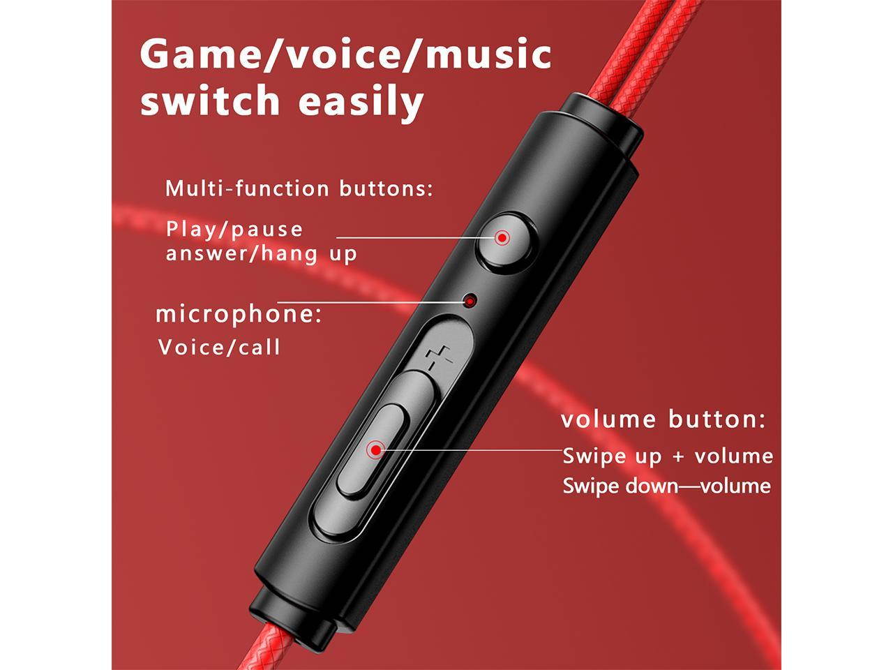 Lpyoo Gaming Earbuds with Microphone Noise Isolating in-Ear E-Sport Wired Earbud Pure Sound and Powerful Bass, Earphones Headset with Mic and Volume Control for Mac, PC, Mobile Phone with 3.5mm