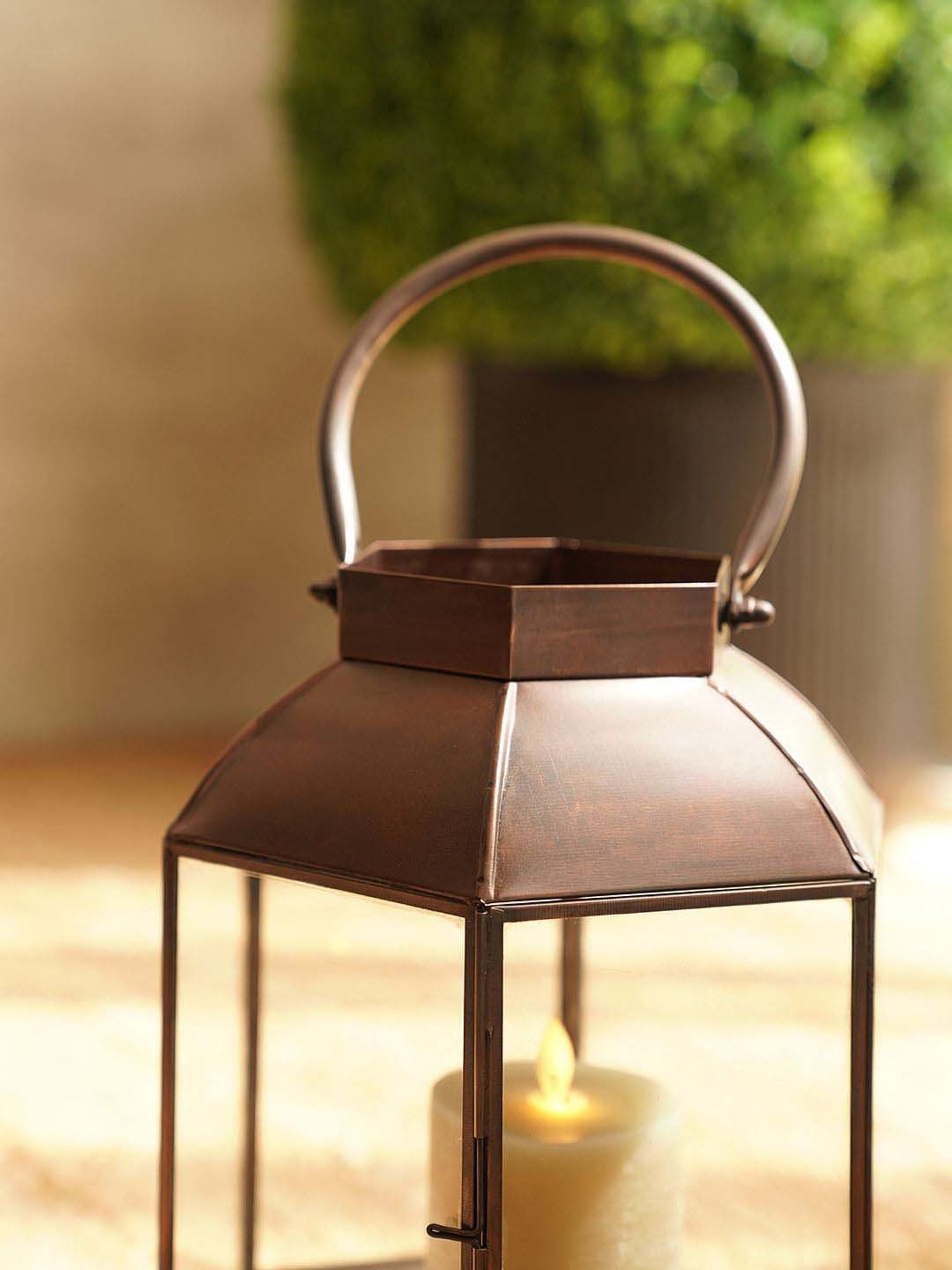 Pure Home and Living Brown Metal Antique Finish Lantern