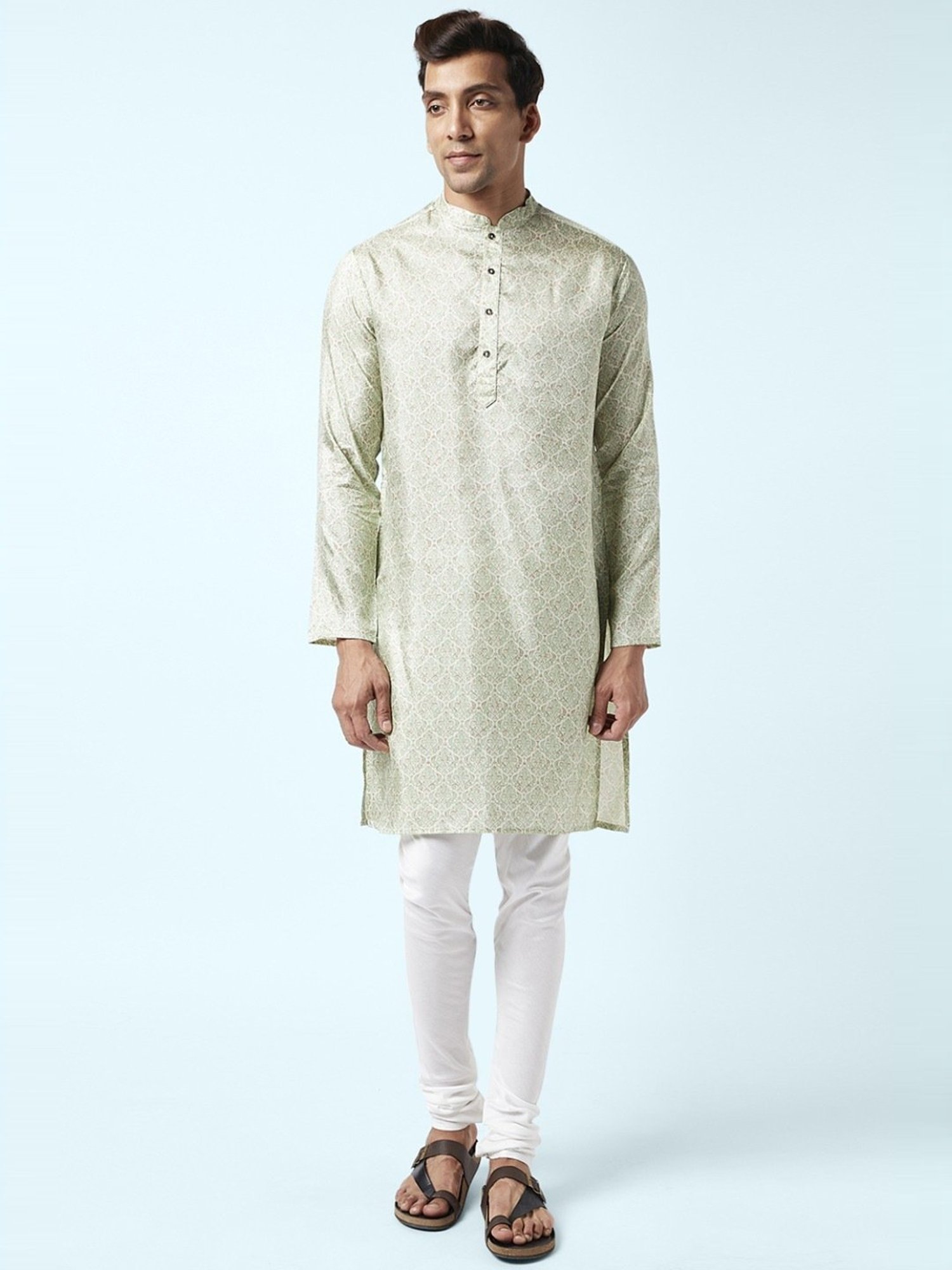 Indus Route by Pantaloons Green Regular Fit Printed Kurta