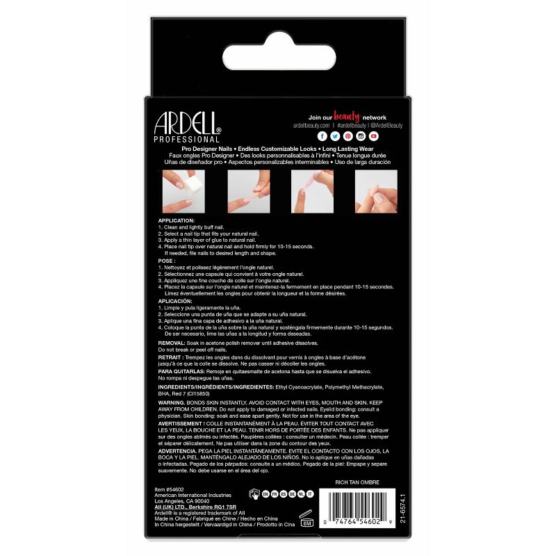 Ardell Nail Addict False Nails - Rich Tan Ombre - 24ct