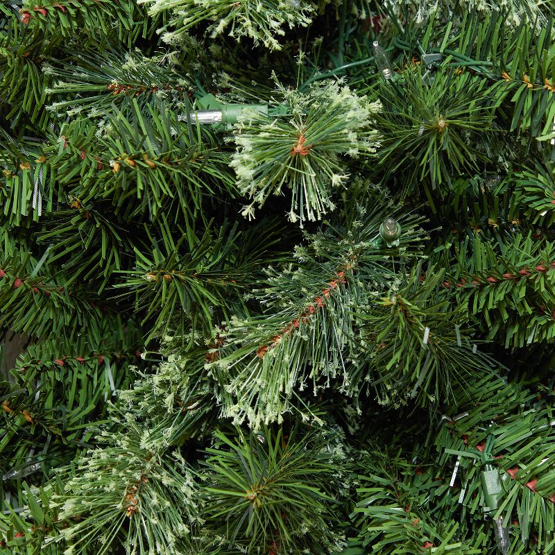 Home Heritage 7 Foot Pre-Lit Artificial Corner Christmas Tree with Warm White LED Lights, Foldable Stand, and Easy Assembly, Cashmere