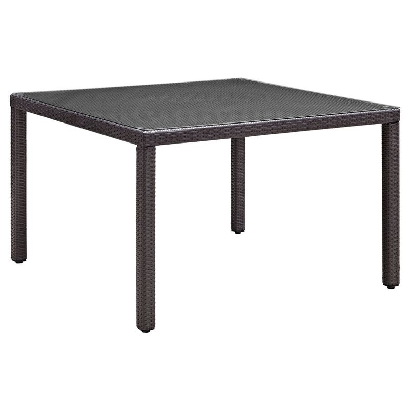 Convene 47" Square Outdoor Patio Glass Top Dining Table in Espresso - Modway