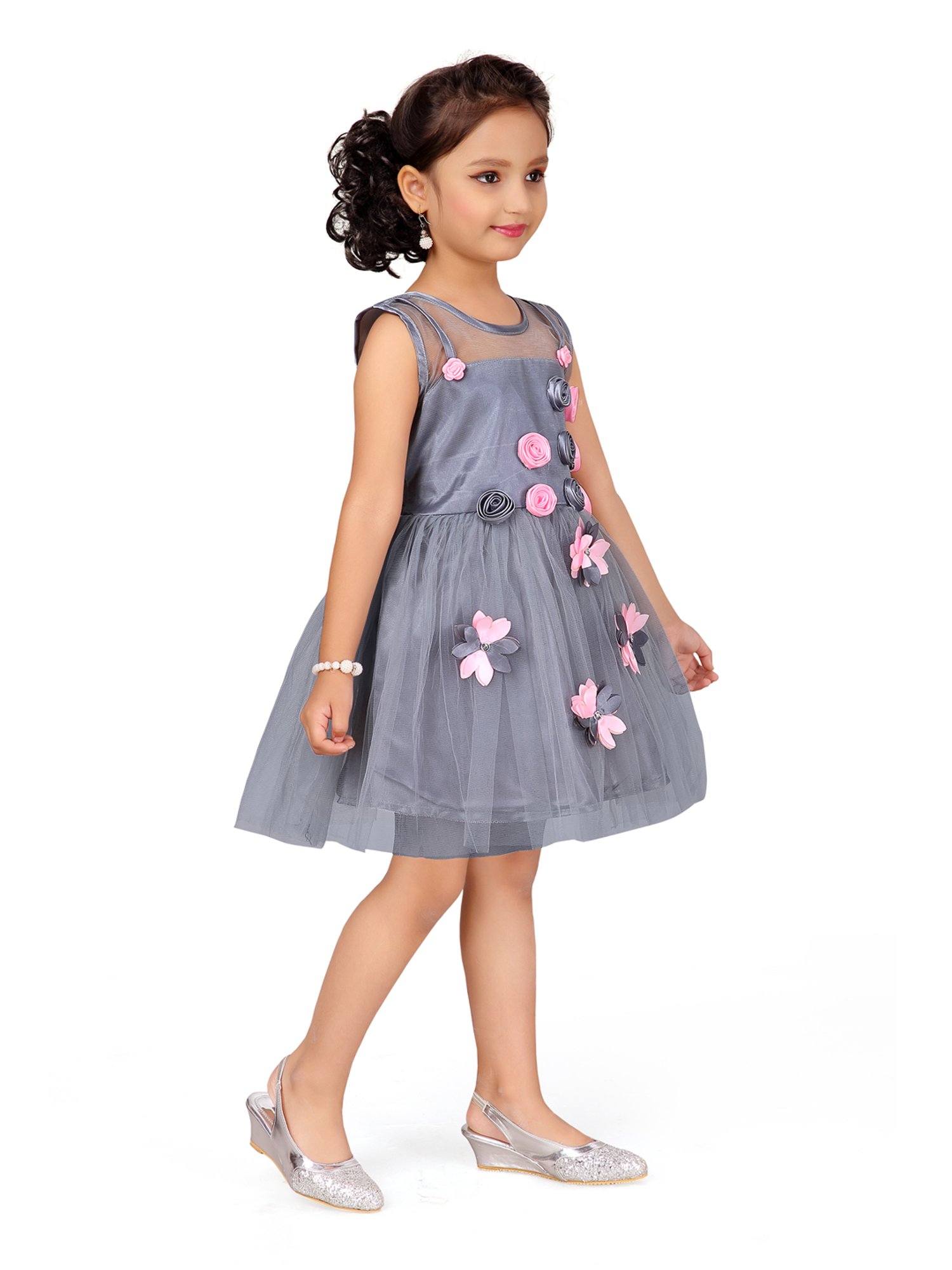 Aarika Kids Grey Applique Dress