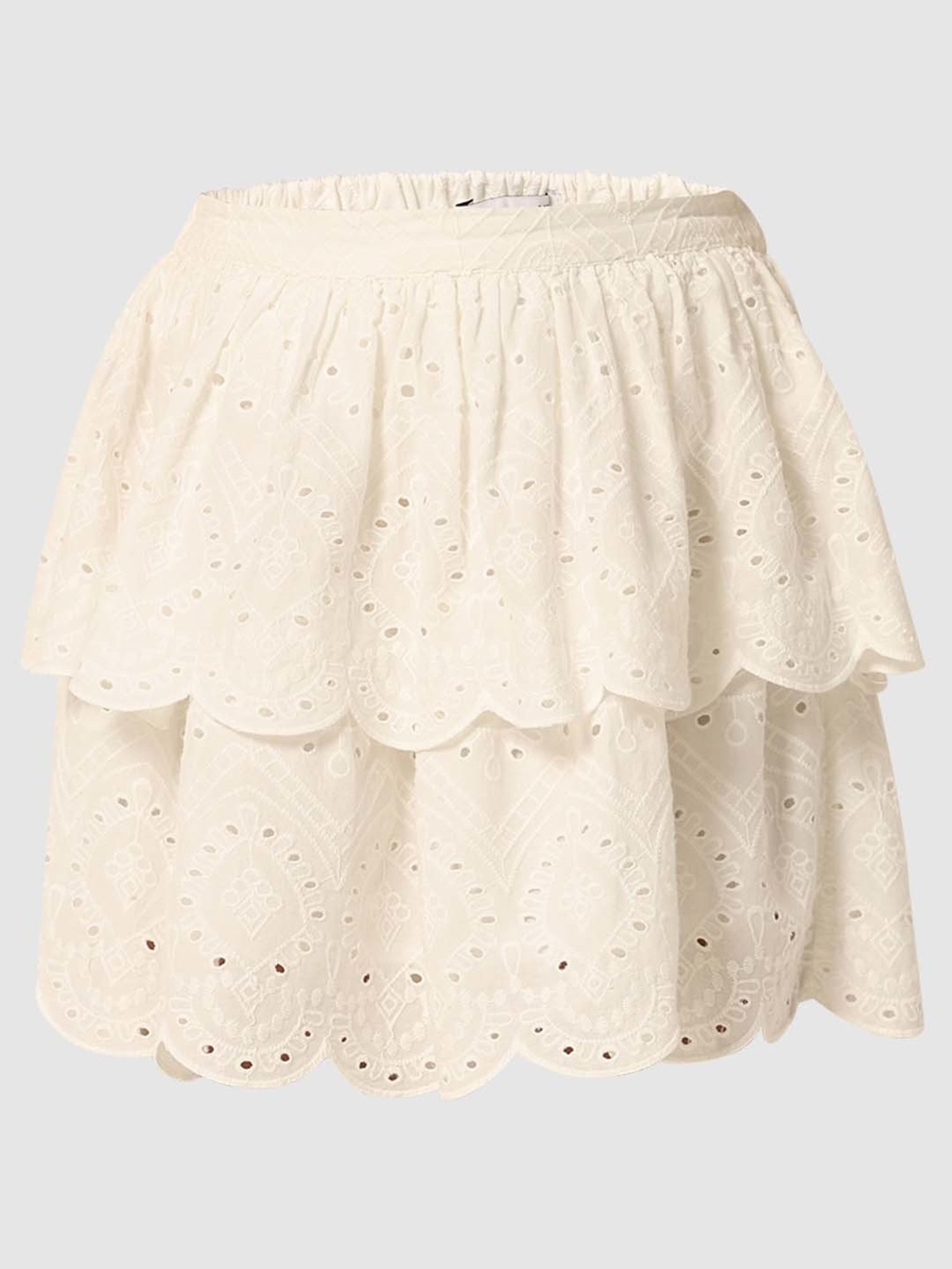 VERO MODA GIRL White Cotton Embroidered Skirt