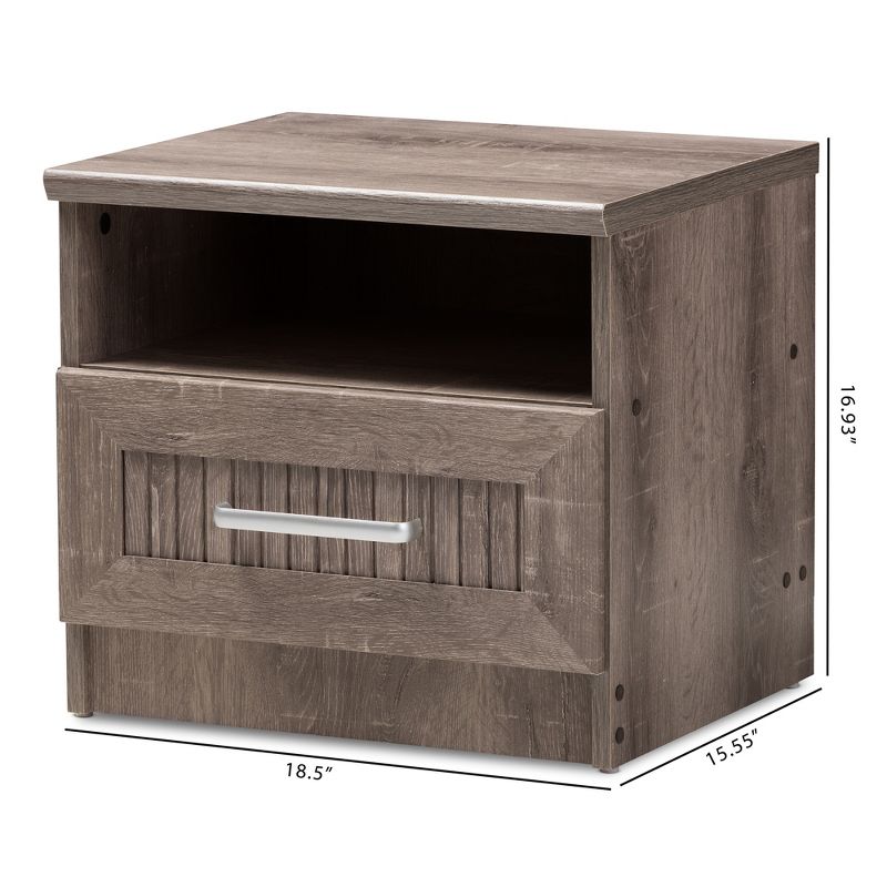 Gallia Modern and Contemporary Oak Finished 1 Drawer Nightstand Brown - Baxton Studio
