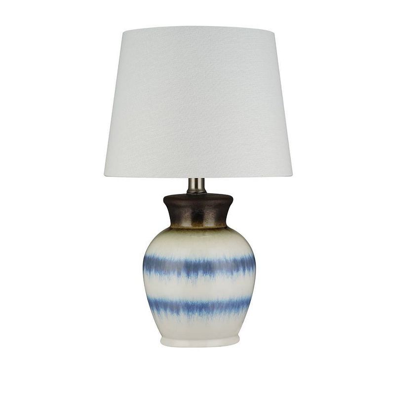 10" Ceramic Table Lamp with Accents (Includes LED Light Bulb) White/Silver - Cresswell Lighting