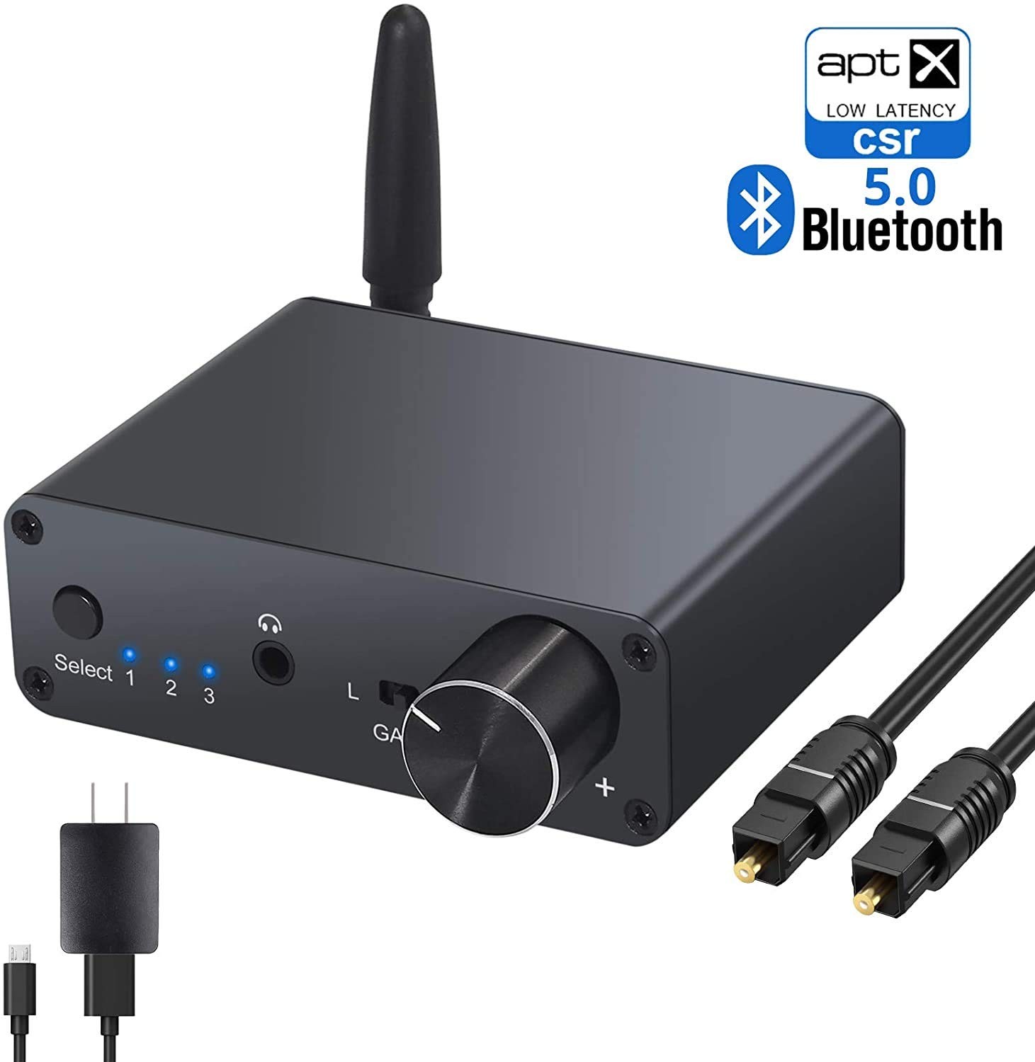 LiNKFOR 192kHz Digital to Analog Converter Bluetooth 5.0 Receiver DAC with Headphone Amplifier Support aptX & Low Latency Bluetooth 5.0 Digital SPDIF Toslink to Analog L/R 3.5mm Jack Audio Adapter