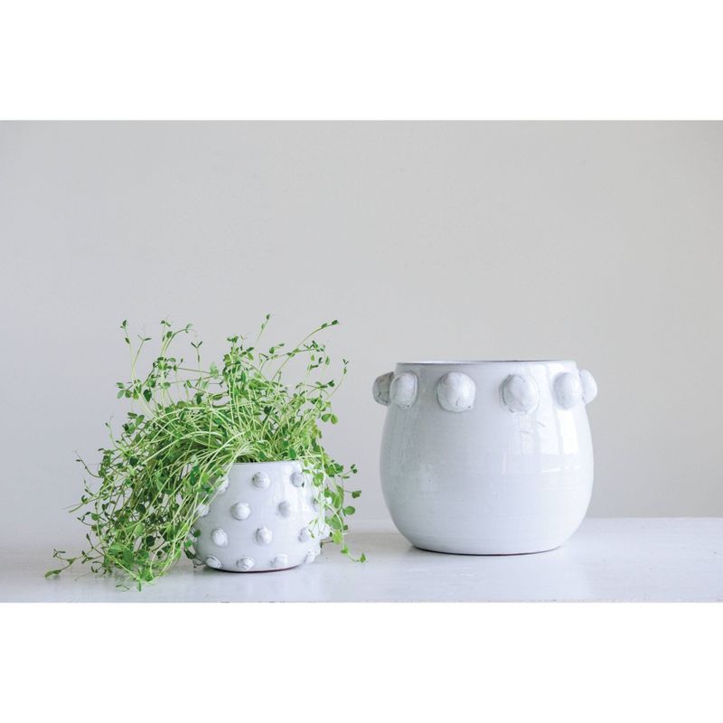 9" x 11" Terracotta Planter with Bubble Design White - 3R Studios