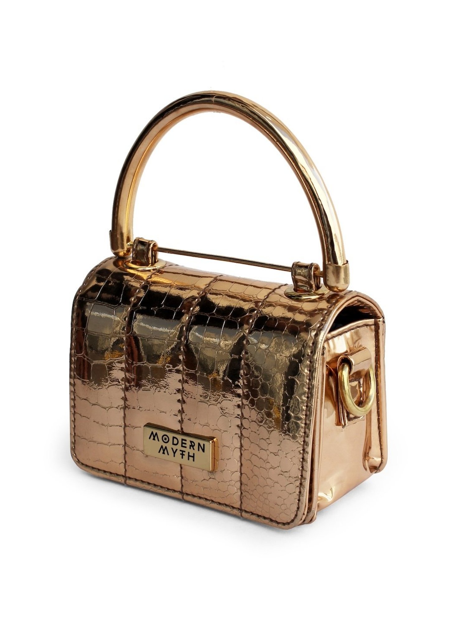 Modern Myth Nano Golden Textured Small Mini Box Bag