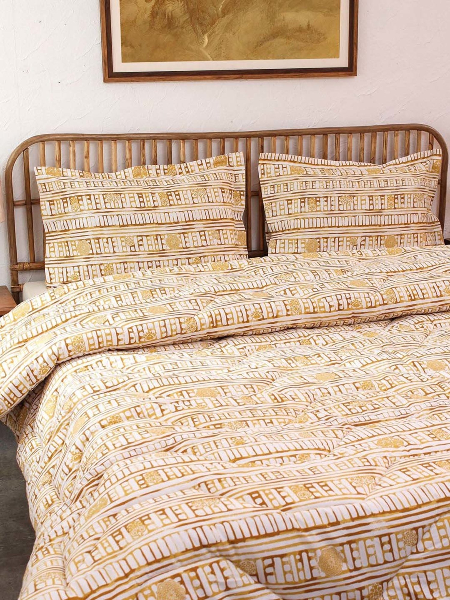 House This Yellow 350 GSM Cotton Double Comforter