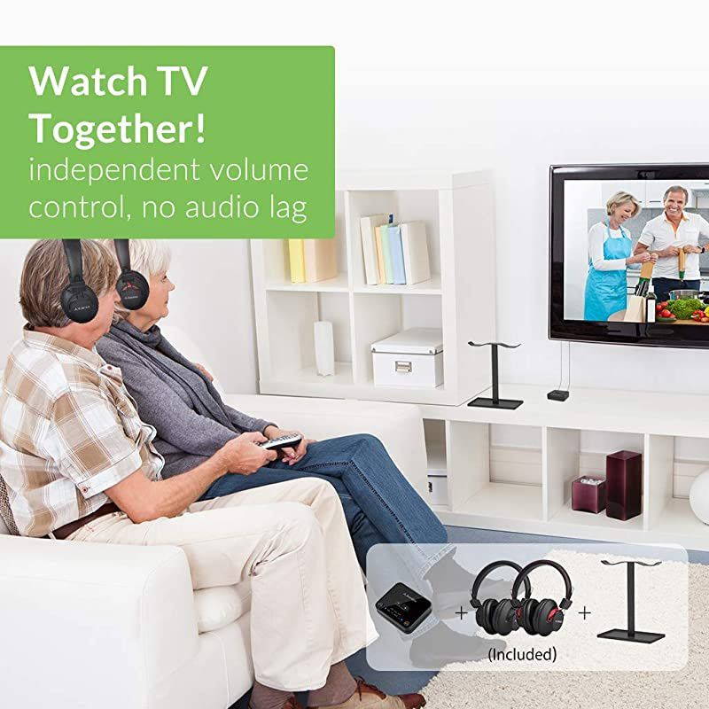 HT41899 Dual Bluetooth 50 Wireless Headphones for TV Watching with Transmitter Digital Optical AUX RCA PC USB 40 Hrs Playtime Wireless Hearing Headset Plug n Play No Audio Delay