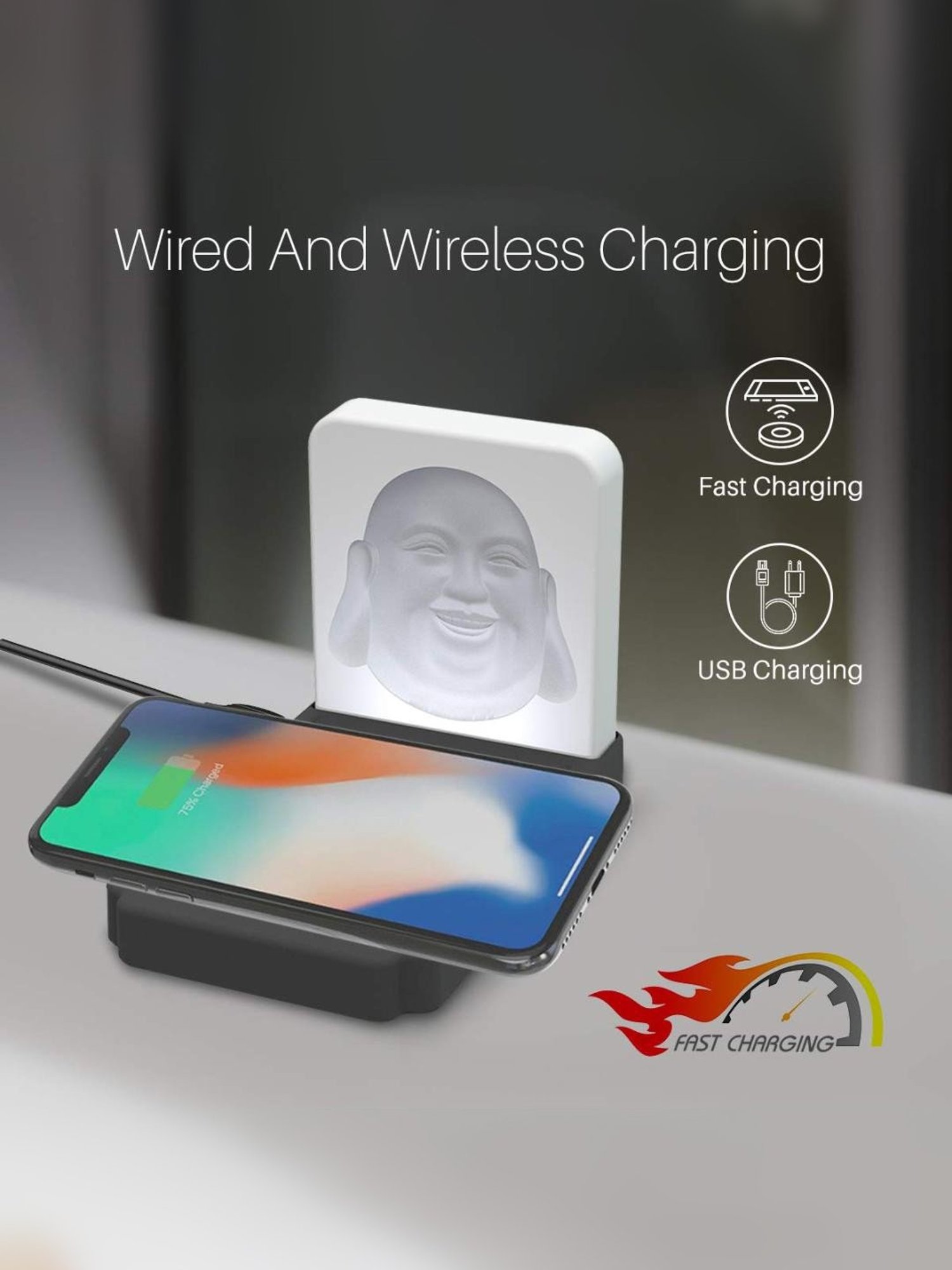 Portronics Charge Bliss POR-1060 Wireless Charger (Black and White)