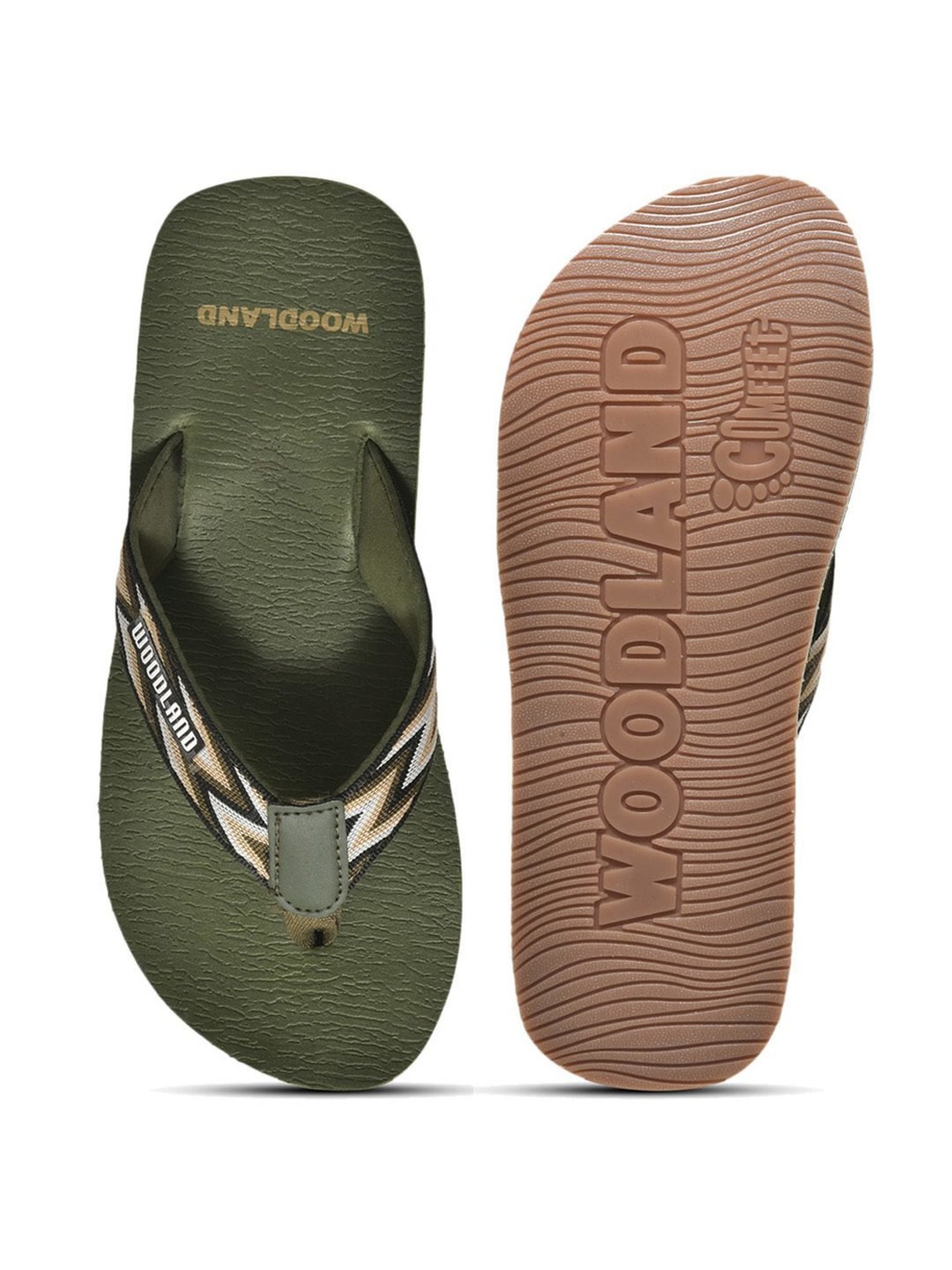 Woodland Men's Olive Flip Flops