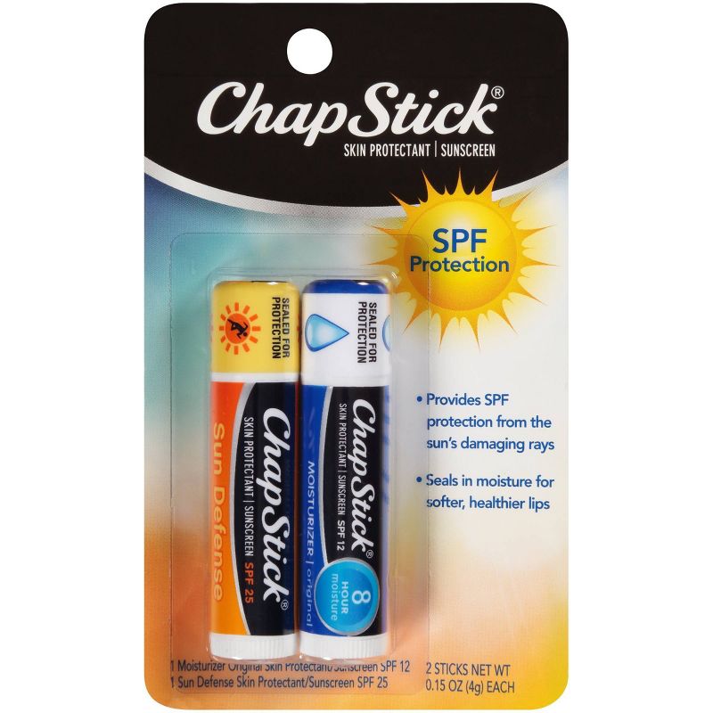 Chapstick SPF 25 Protection Lip Balm - Sun Defense & Original Moisturizer - 2ct/0.30oz