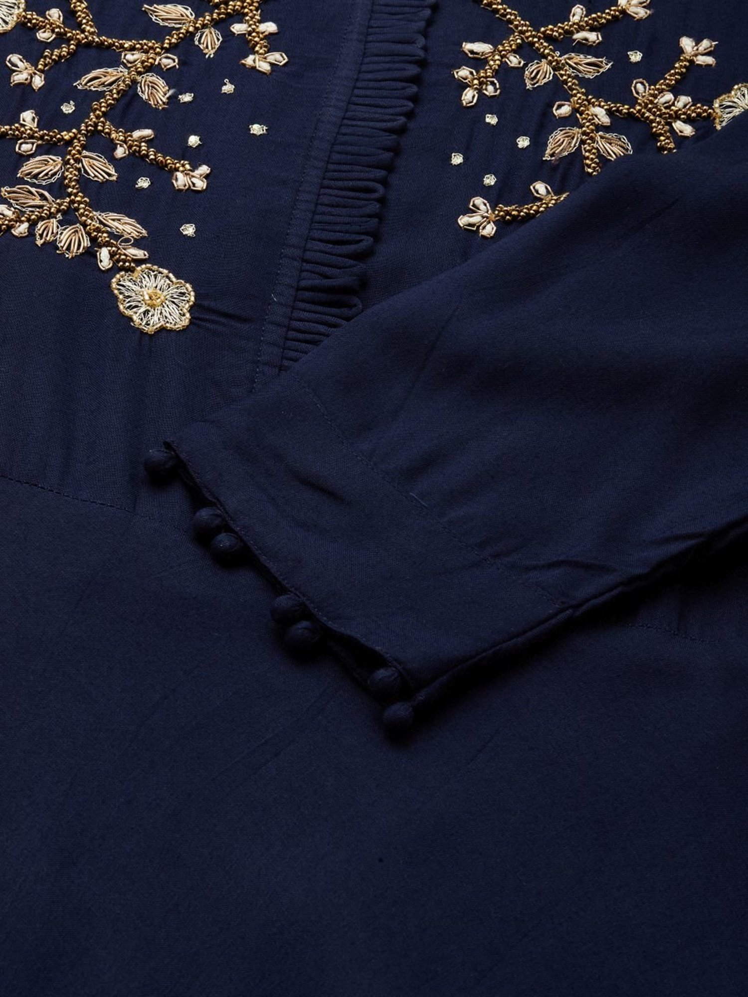HIGHLIGHT FASHION EXPORT Navy Embellished Maxi Dress