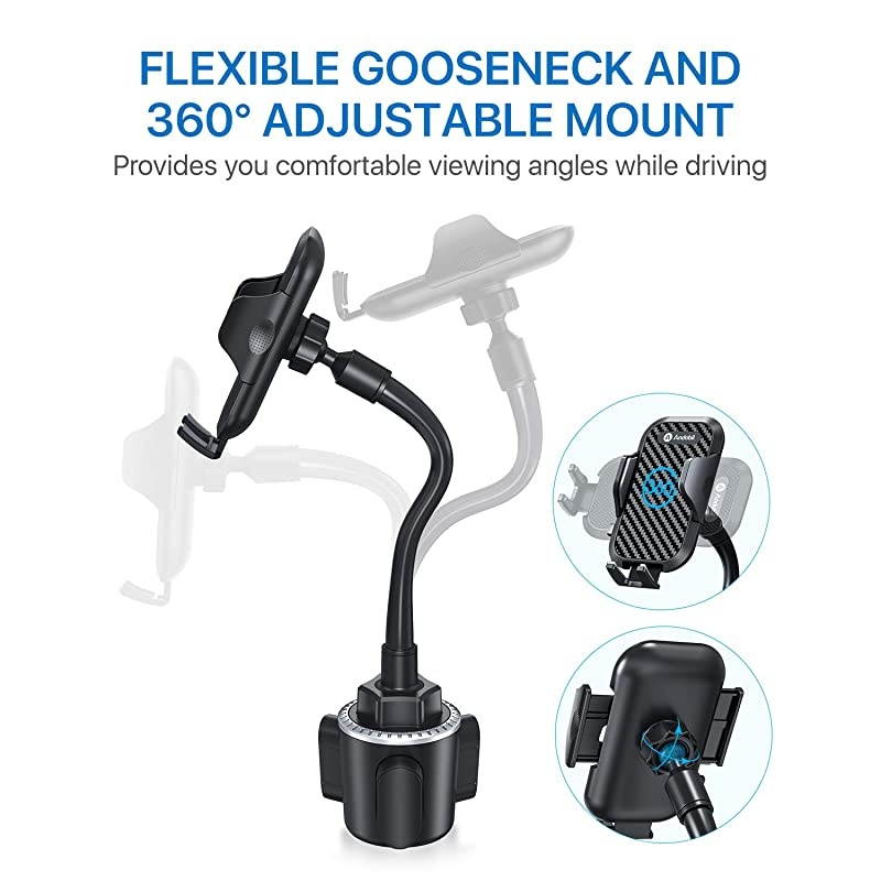 Cup Holder Phone Mount Ultimate Easy Clamp HandsFree Cup Phone Holder for Car Adjustable Long Neck Cup Phone Cradle Car Mount Compatible for iPhone SE11 ProXRXS MaxX8 PlusSamsung S20+