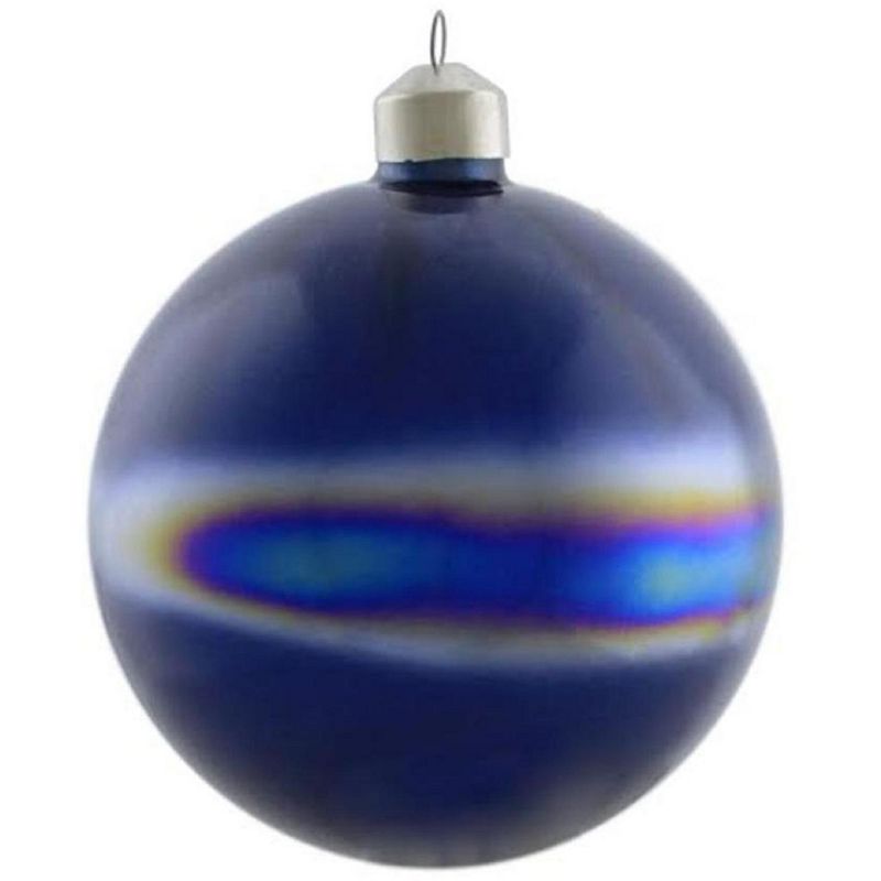 Napa Home and Garden 4.75" Elegant Marblized Glass Ball Christmas Ornament - Blue