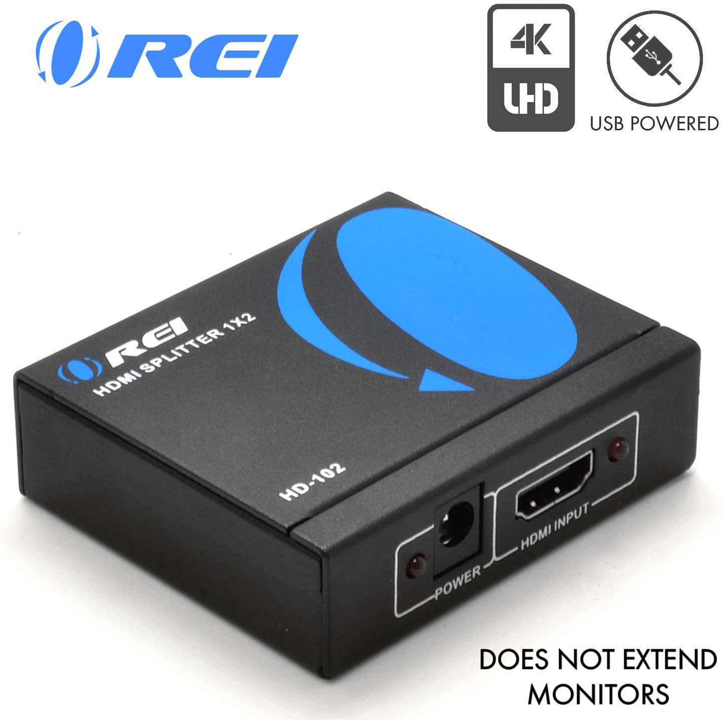 4K 1x2 HDMI Splitter by  - 1 Port to 2 HDMI Display Duplicate/Mirror - Powered Splitter Ver 1.4 Certified for Full HD 1080P High Resolution 3D Support (One Input To Two Outputs) - USB Powered