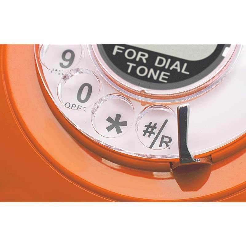 60s Cable with Classic United States Rotary Dial Inlay Designer Retro PhoneRotary Dial TelephoneRetro Style PhoneVintage TelephoneClassic Desk Phone with Rotary Dialler Orange