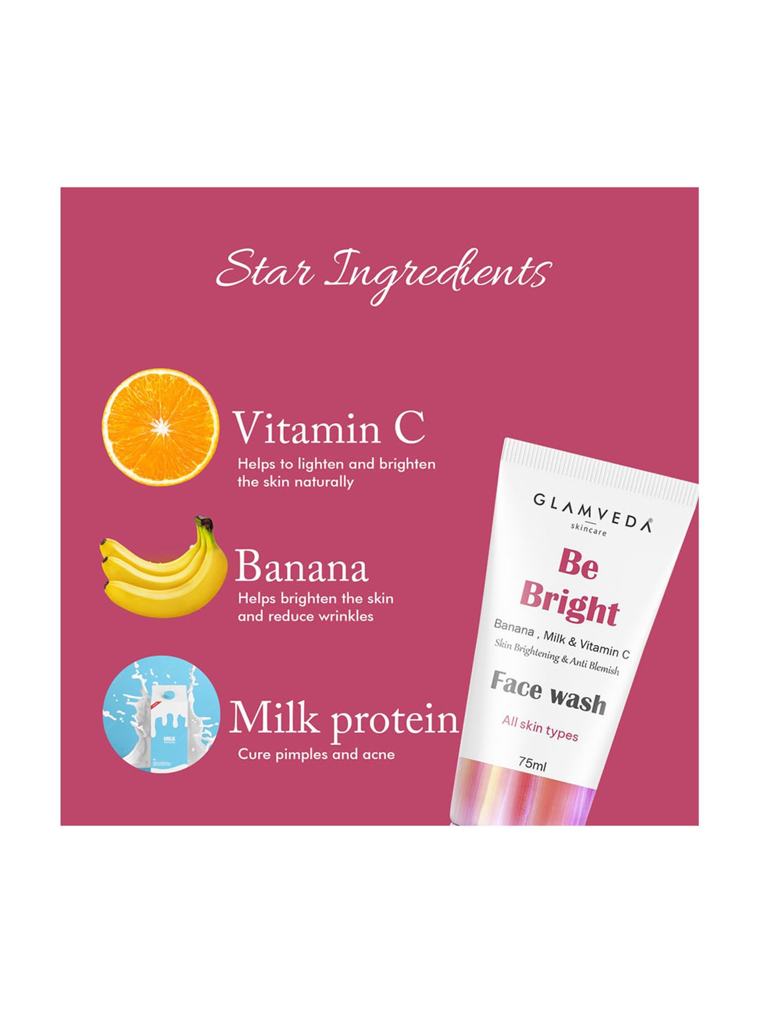 Glamveda Be Bright Skin Brightening and Anti Blemish Face Wash - 75 ml