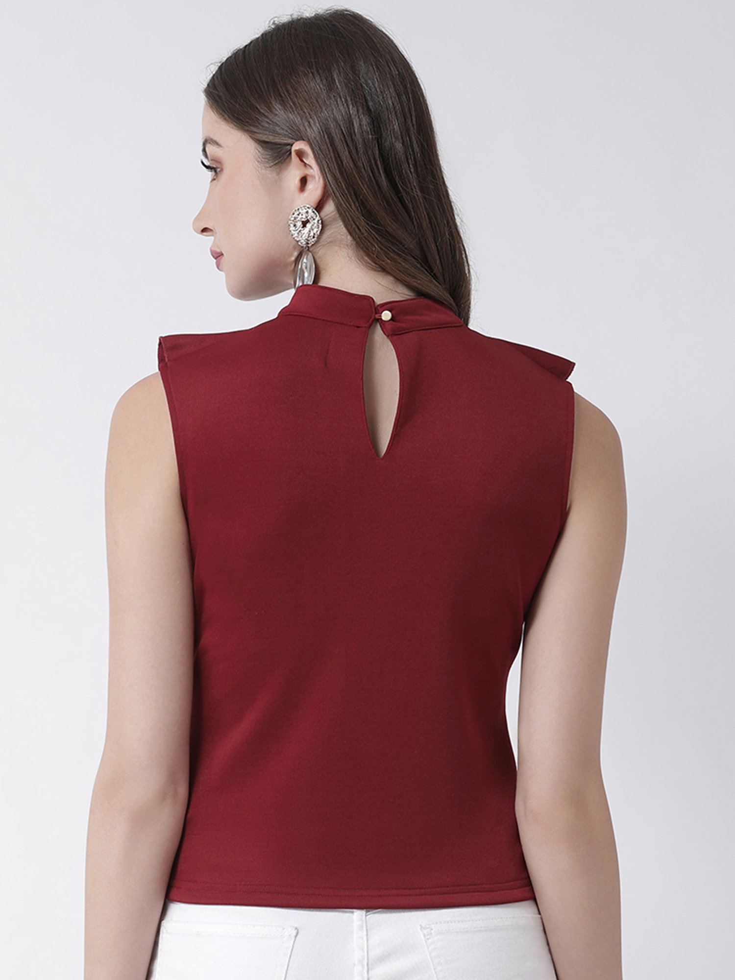 KASSUALLY Maroon Relaxed Fit Top