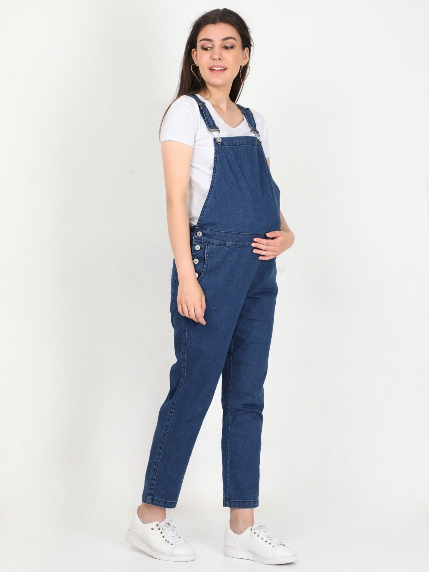 The Mom Store Blue Relaxed Fit Overall Dress