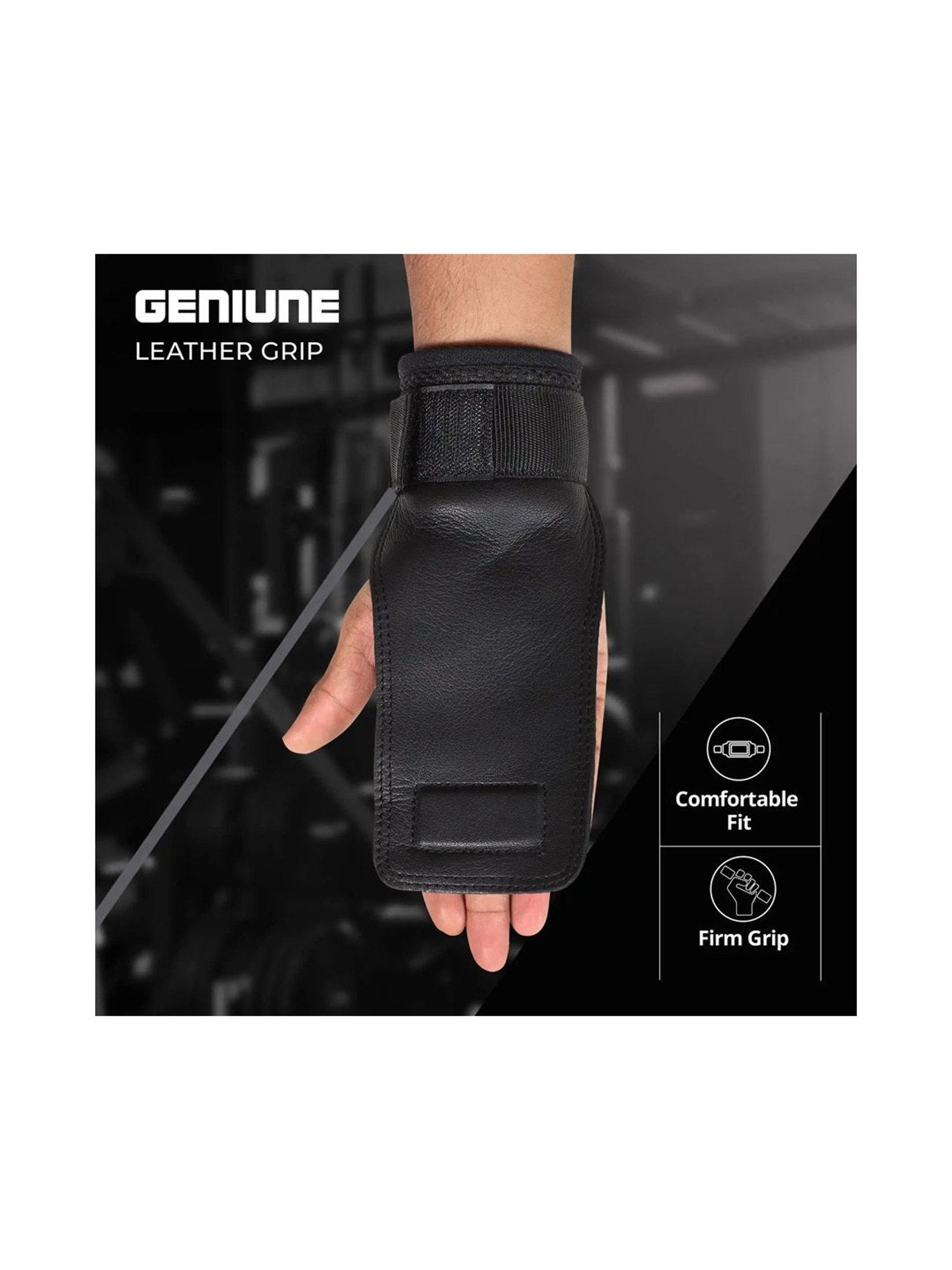 Xtrim Natural Leather Weight Lifting Grip (Black)