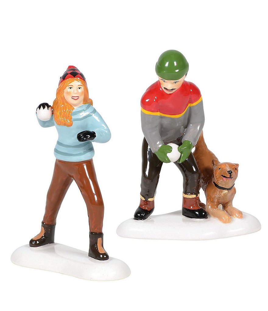 Department 56 Snow Village Winter Woodland Stand Off 2-Piece Figurine Set