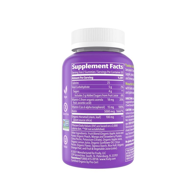 Fruily Organic Biotin Hair Skin & Nails Real Fruit Gummy - 60ct
