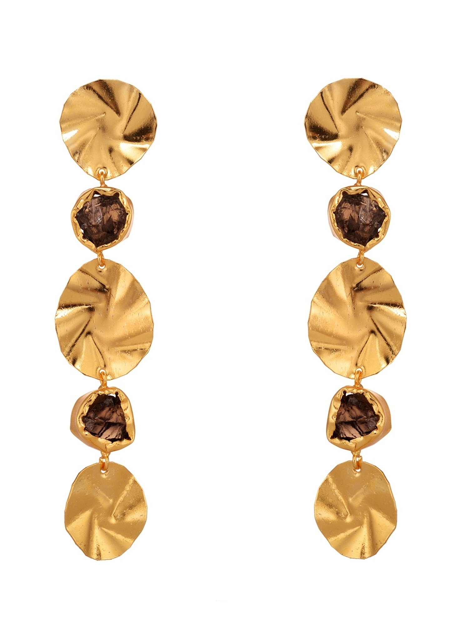 Saraf RS Jewellery Gold Purple Uncut stones Dangler Earrings