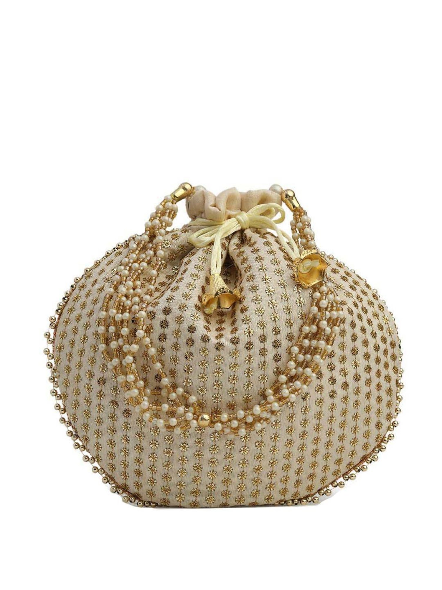 Gaurapakhi White Embroidered Potli