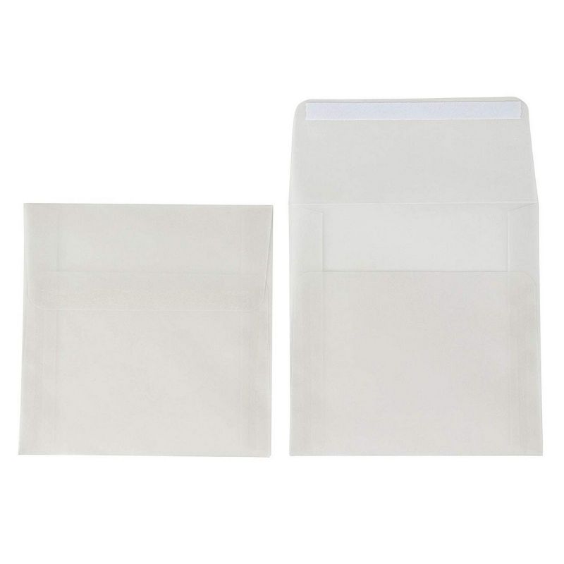 Best Paper Greetings 50-Pack Square Self Seal Vellum Paper Envelopes for Greeting Cards, Invitations, Clear White, 5.5" x 5.5"