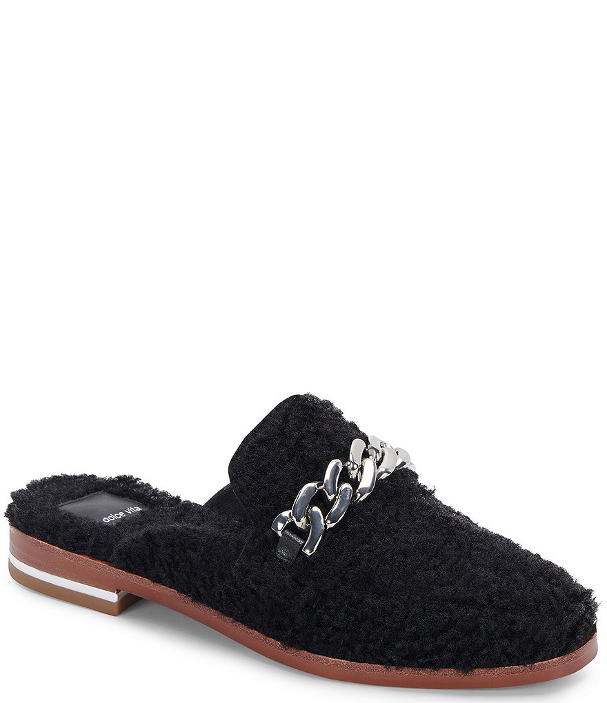 Dolce Vita Pela Faux Shearling Chain Detail Mules