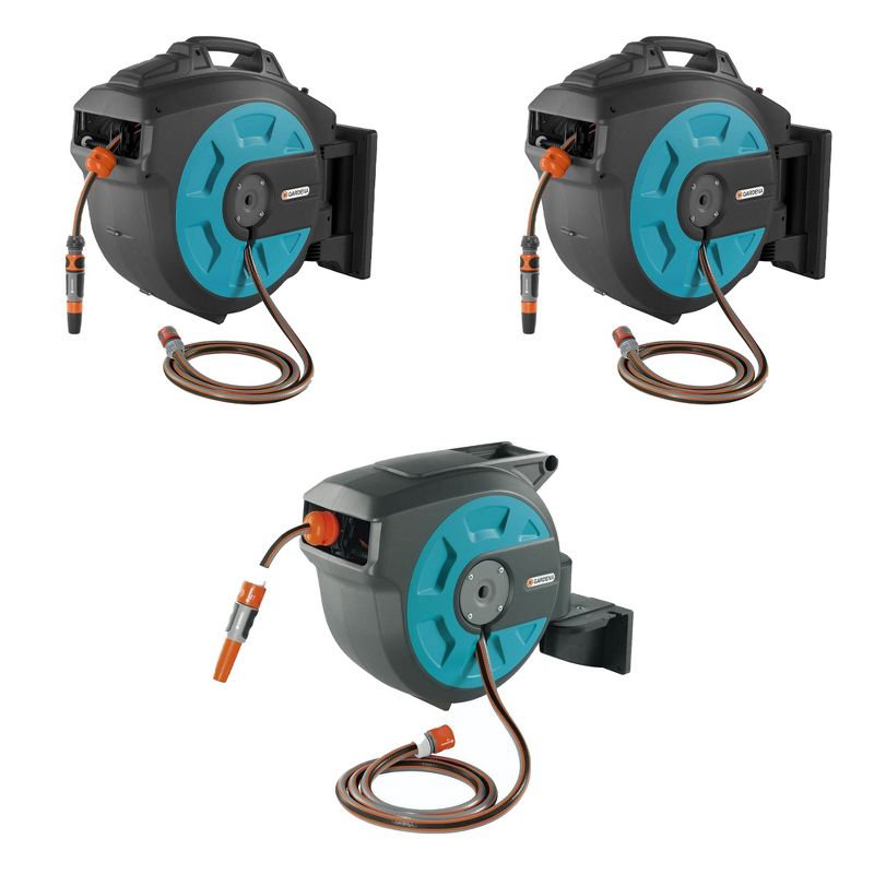 Gardena Comfort 50 Foot Wall Mounted Garden Hose Reel Box  (2 Pack)