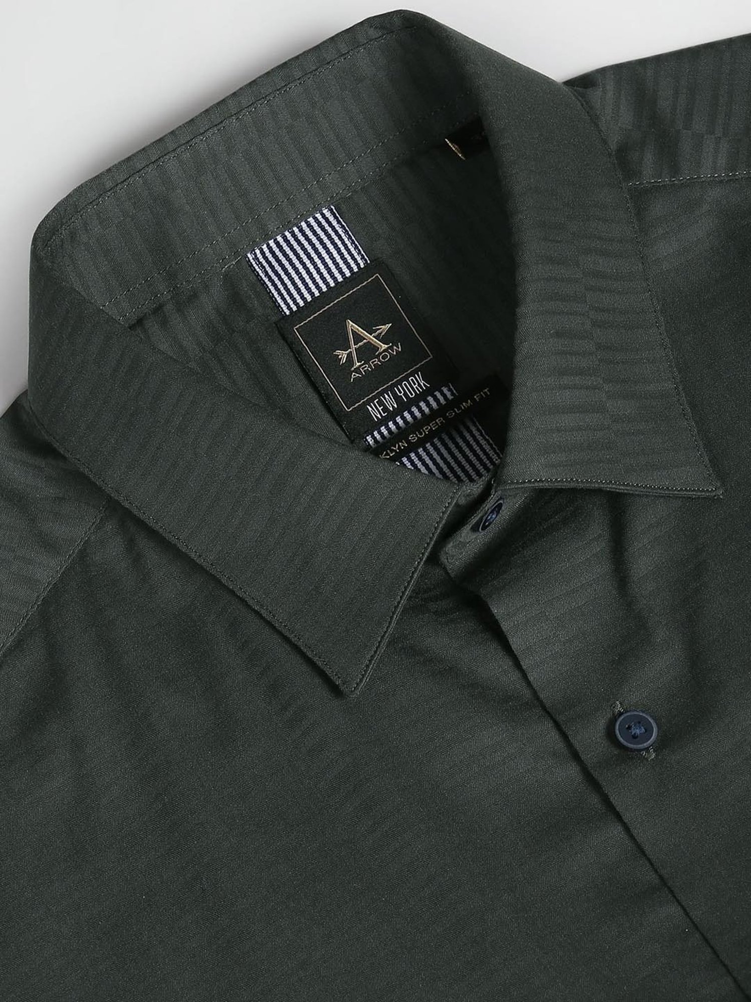 Arrow New York Green Cotton Slim Fit Self Pattern Shirt