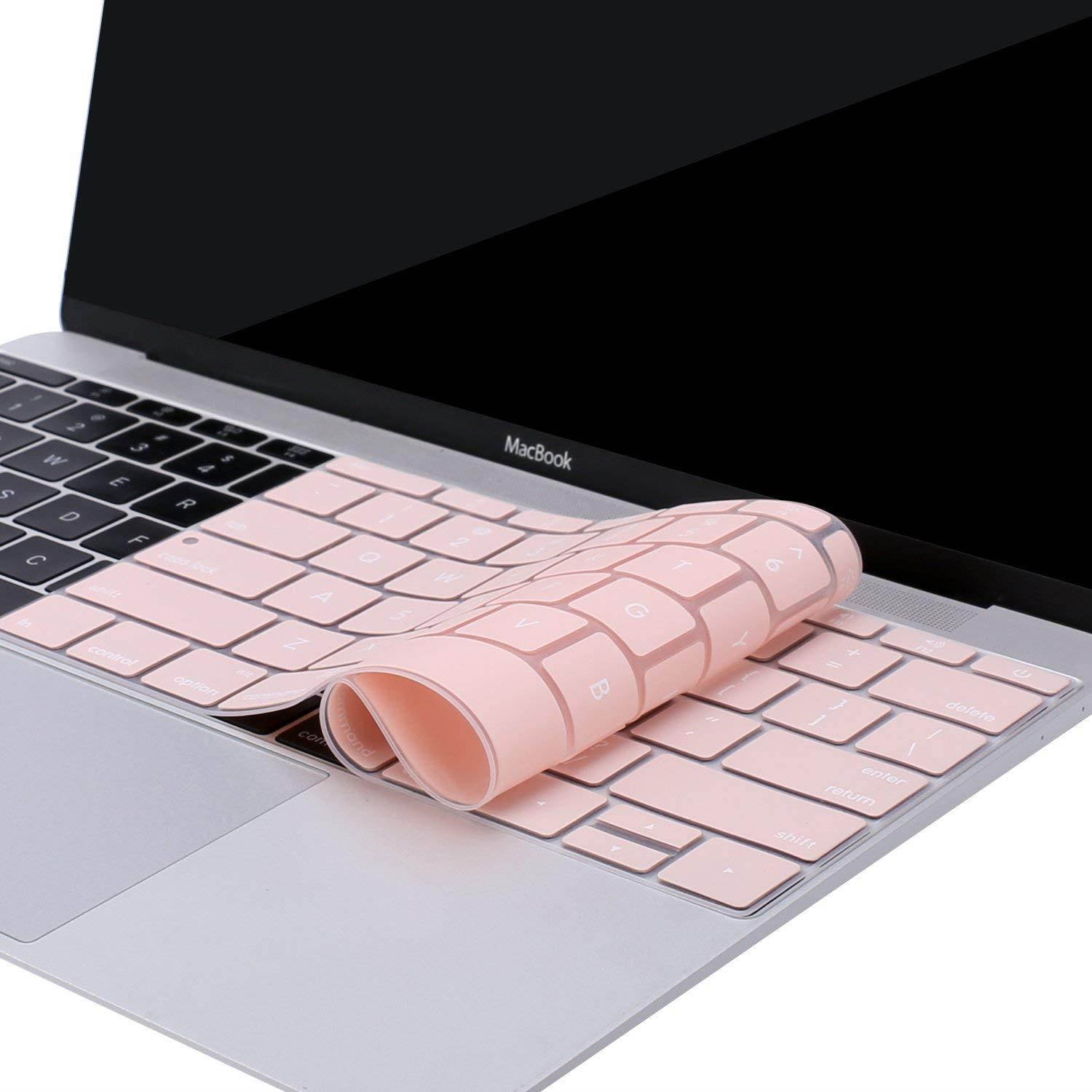 MOSISO Keyboard Cover Compatible MacBook Pro 13 Inch 2017 & 2016 Release A1708 No Touch Bar & New MacBook 12 Inch A1534 Protective Skin, Rose Quartz