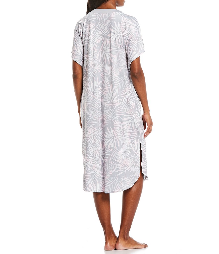 iRelax Printed Recycled-Knit Short Sleeve V-Neck Caftan