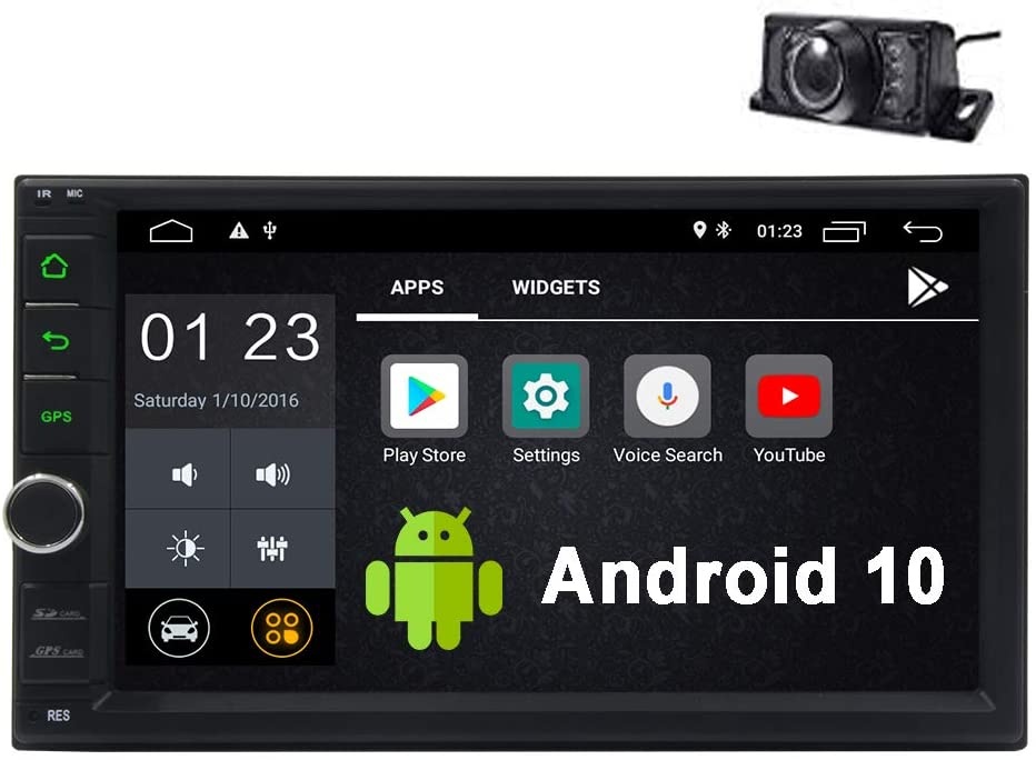 Android 10.0 7 Inch Double Din Car Stereo Touch Screen 2 Din in Dash Head Unit Video Player Car Multimedia Player Bluetooth FM/AM RDS Radio Receiver GPS Navigation with Rear Camera&Remote Control