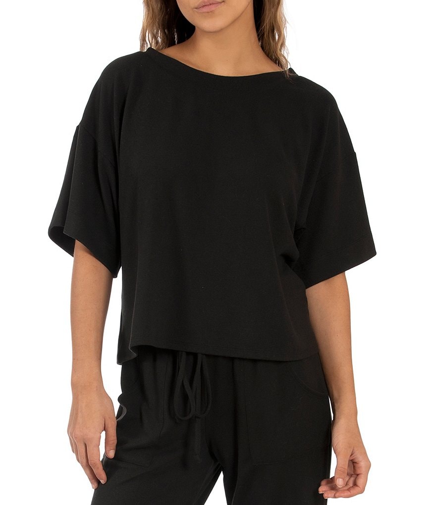 Midnight Bakery Solid Boat Neck Short Sleeve Hacci Sleep Tee