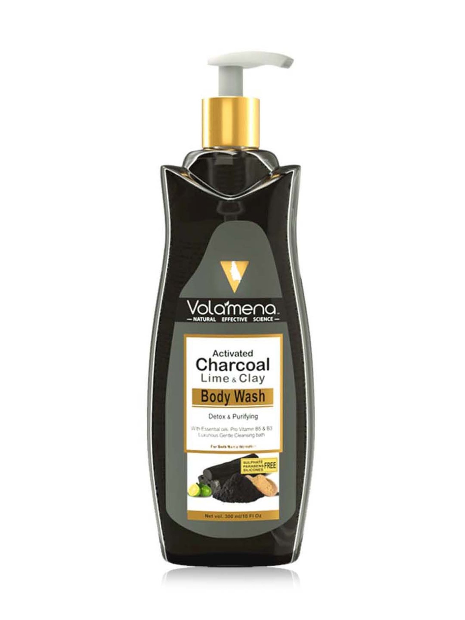 Volamena Charcoal Lime Clay Body Wash - 300 ml
