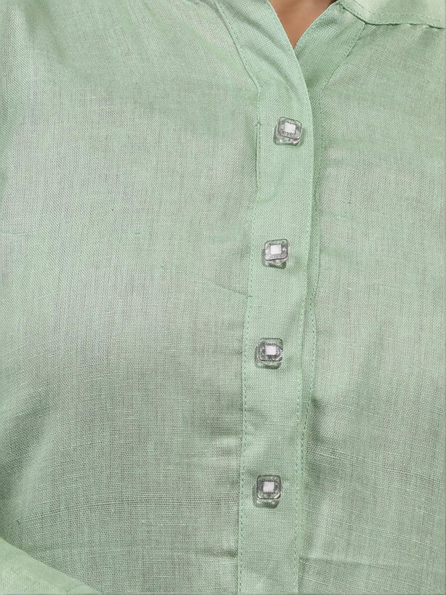 CHARUKRITI Green Cotton Woven Pattern A Line Kurta