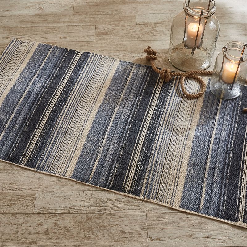 2'x3' Rectangle Hand Made Woven Cotton Accent Rug Blue - Split-P