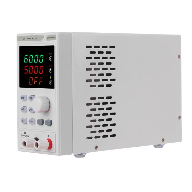 220V 0-60V 0-5A Programmable DC Power Supply Power Regulator 4-digit LED Display Voltage and Current Mini Regulated Power Supply with Alligator Leads