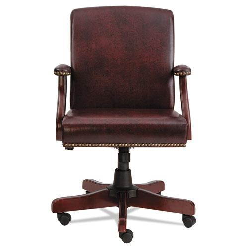 Alera Traditional Series Mid-Back Chair, Mahogany Finish/oxblood Vinyl