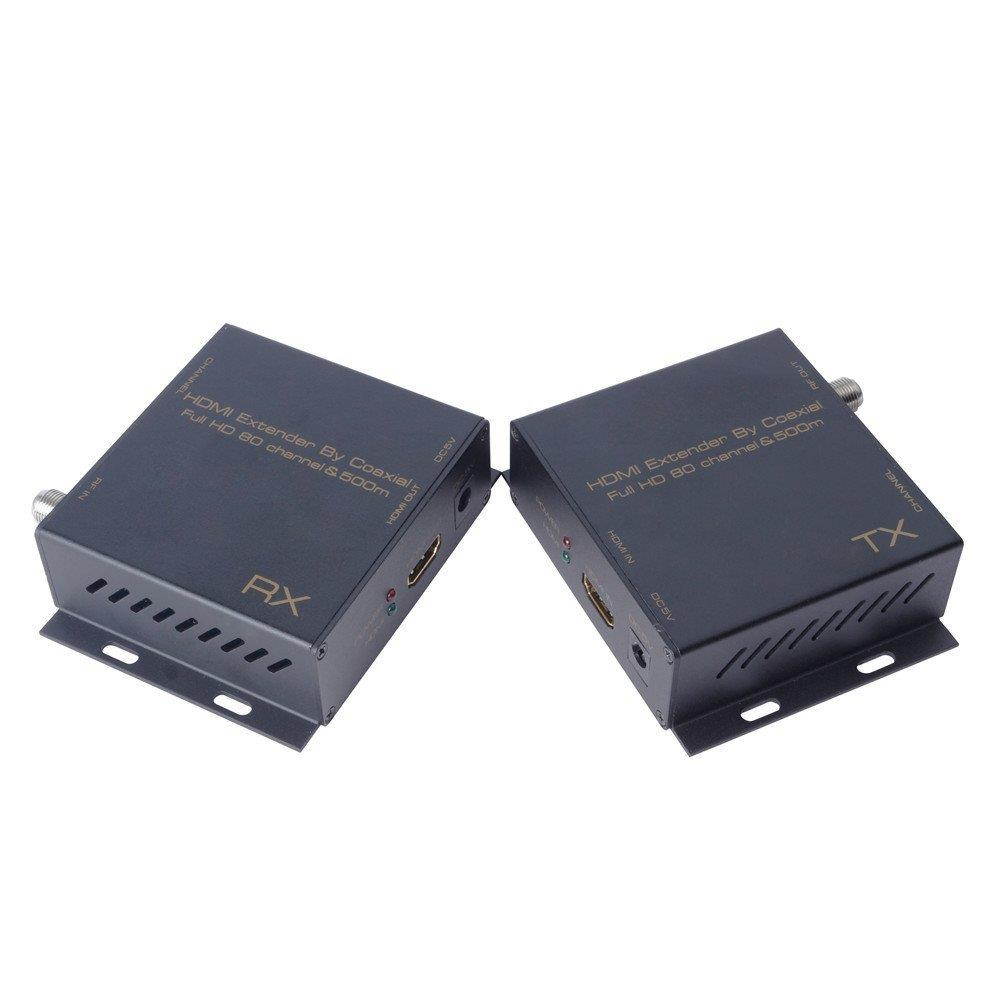HDMI Extender By Coaxial Full HD up to 80 channel&500m.Support HDMI resolution up to 1080P/60Hz.Support 80 channels for option; frequency ranges 139MHz~950MHz.