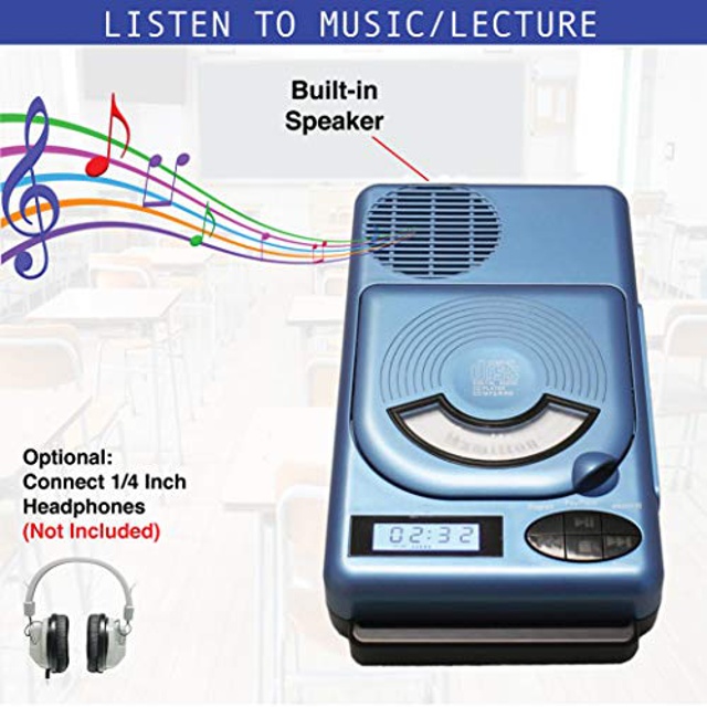 HamiltonBuhl Top-Loading Portable Classroom CD Player with USB and MP3