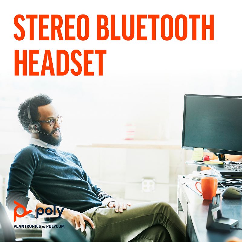 Poly Voyager Focus 2 Office USB-A (Plantronics) - Bluetooth Dual-Ear (Stereo) Headset with Boom Mic - USB-A PC/Mac/Desk Phone Compatible - Active Noise Canceling - Works with Teams, Zoom & more